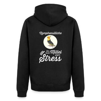 Nymphensittich I Papagei Kakadu Motiv für Vogel - Unisex Premium Bio Zip Hoodie - Schwarz - Hinten - Nico (187cm)