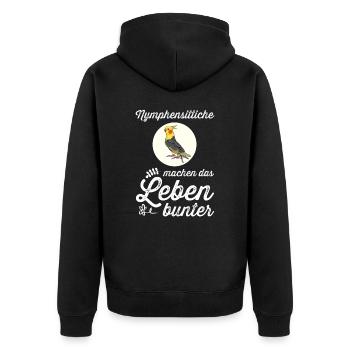 Nymphensittich I Papagei Kakadu Motiv für Vogel - Unisex Premium Bio Zip Hoodie - Schwarz - Hinten - Nico (187cm)