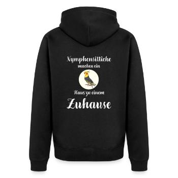Nymphensittich I Papagei Kakadu Motiv für Vogel - Unisex Premium Bio Zip Hoodie - Schwarz - Hinten - Nico (187cm)