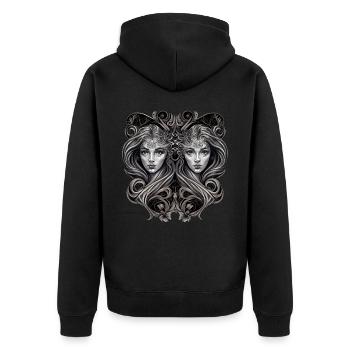 Symbole artistique du zodiaque Gémeaux Astrologie - Veste à capuche bio Premium Unisexe - noir - Dos - Nico (187cm)