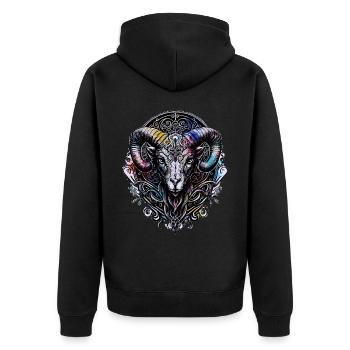 Artistique Pop Art Bélier Signe du Zodiaque Ram Astrologie - Veste à capuche bio Premium Unisexe - noir - Dos - Nico (187cm)