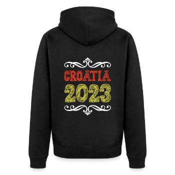 Croatia 2023 - Unisex Premium Organic Zip Hoodie - black - Back - Nico (187cm)