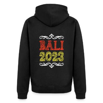 Bali 2023 - Unisex Premium Bio Zip Hoodie - Schwarz - Hinten - Nico (187cm)