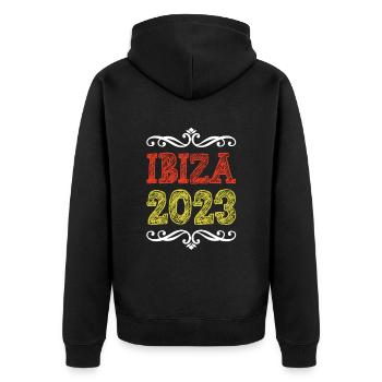 Ibiza 2023 - Unisex Premium Bio Zip Hoodie - Schwarz - Hinten - Nico (187cm)