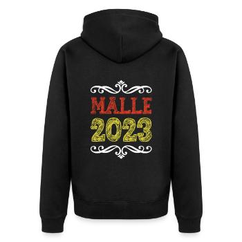 Malle 2023 - Unisex Premium Organic Zip Hoodie - black - Back - Nico (187cm)