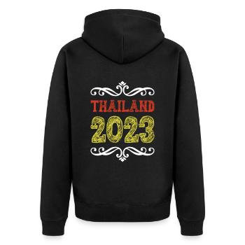 Thailand 2023 - Unisex Premium Bio Zip Hoodie - Schwarz - Hinten - Nico (187cm)
