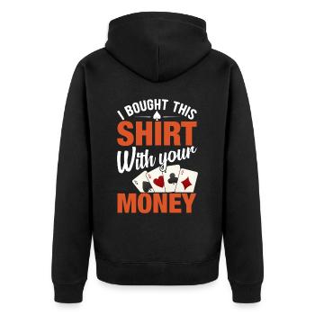Kartenspiel Kartenspieler Pokern - Unisex Premium Bio Zip Hoodie - Schwarz - Hinten - Nico (187cm)
