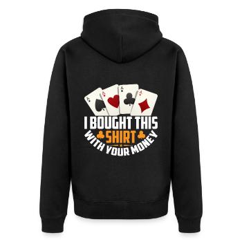 Kartenspiel Kartenspieler Pokern - Unisex Premium Bio Zip Hoodie - Schwarz - Hinten - Nico (187cm)