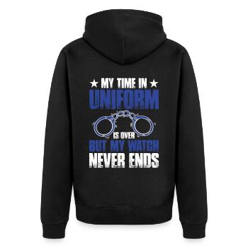 Mon temps en uniforme est terminé policier - Veste à capuche bio Premium Unisexe - noir - Dos - Nico (187cm)