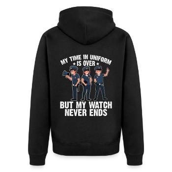 Mon temps en uniforme est terminé policier - Veste à capuche bio Premium Unisexe - noir - Dos - Nico (187cm)