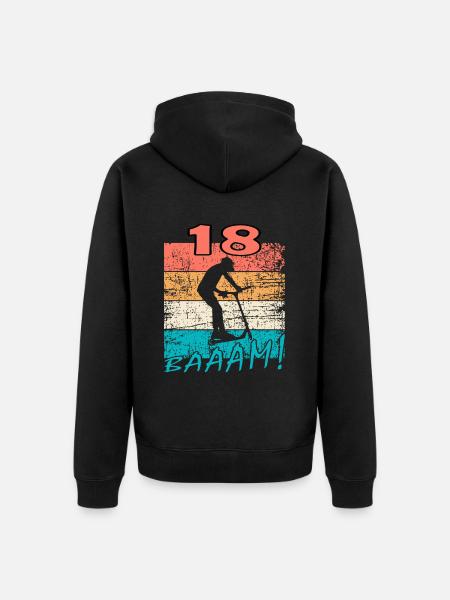 Hulajnoga 18 urodziny 18 Prezent Skatepark - Ekologiczna rozpinana bluza z kapturem Premium unisex - czarny