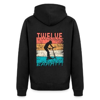 Scooter 12. Geburtstag 12 Geschenk Skatepark - Unisex Premium Bio Zip Hoodie - Schwarz - Hinten - Nico (187cm)