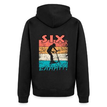 Scooter Stuntscooter 6. Geburtstag 6 - Unisex Premium Bio Zip Hoodie - Schwarz - Hinten - Nico (187cm)