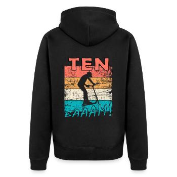 Scooter 10. Geburtstag Geschenk Skatepark - Unisex Premium Bio Zip Hoodie - Schwarz - Hinten - Nico (187cm)