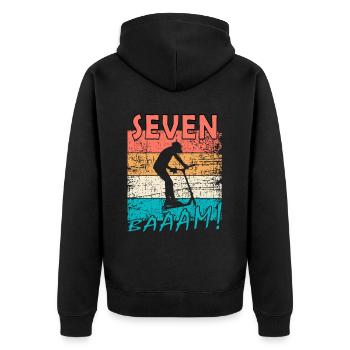 Scooter Stuntscooter 7. Geburtstag 7 - Unisex Premium Bio Zip Hoodie - Schwarz - Hinten - Nico (187cm)
