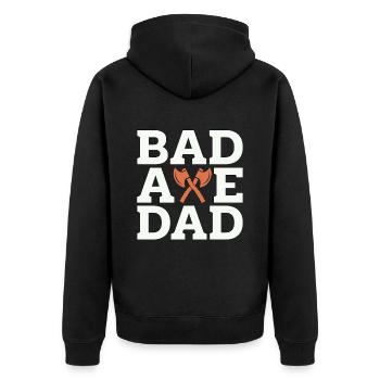 Axe Throwing Bad Axe Dad Hatchet Thrower Bullseye - Unisex Premium Bio Zip Hoodie - Schwarz - Hinten - Nico (187cm)