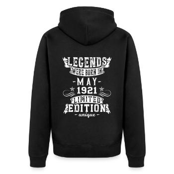 Geburtstag Mai 1921 Limited Edition Vintage - Unisex Premium Bio Zip Hoodie - Schwarz - Hinten - Nico (187cm)