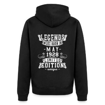 Geburtstag Mai 1928 Limited Edition Vintage - Unisex Premium Bio Zip Hoodie - Schwarz - Hinten - Nico (187cm)