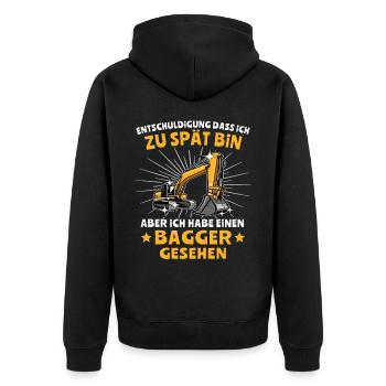 Baggerführer Bagger Baggerfahrer - Unisex Premium Bio Zip Hoodie - Schwarz - Hinten - Nico (187cm)