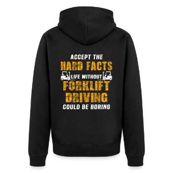 Gabelstapler Staplerfahrer - Unisex Premium Bio Zip Hoodie - Schwarz - Hinten - Nico (187cm)