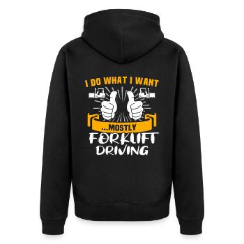 Gabelstapler Staplerfahrer - Unisex Premium Bio Zip Hoodie - Schwarz - Hinten - Nico (187cm)