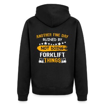 Gabelstapler Staplerfahrer - Unisex Premium Bio Zip Hoodie - Schwarz - Hinten - Nico (187cm)