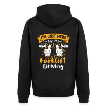 Gabelstapler Staplerfahrer - Unisex Premium Bio Zip Hoodie - Schwarz - Hinten - Nico (187cm)