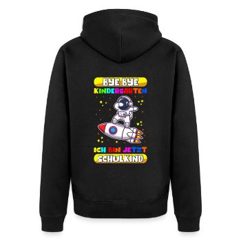 Einschulung Schule Schulanfang Schulkind Geschenk - Unisex Premium Bio Zip Hoodie - Schwarz - Hinten - Nico (187cm)
