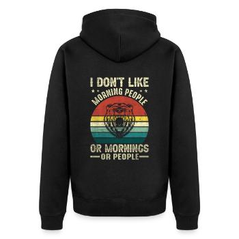 Je n’aime pas les gens du matin ou les matins ou les gens - Veste à capuche bio Premium Unisexe - noir - Dos - Nico (187cm)