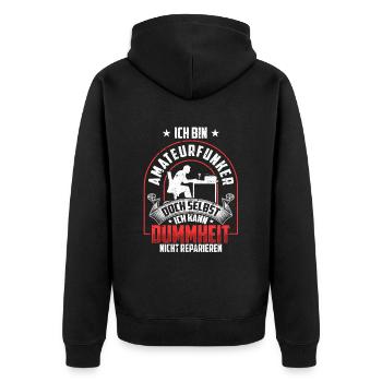 Amateurfunker nicht reparieren Hobbyfunker - Unisex Premium Bio Zip Hoodie - Schwarz - Hinten - Nico (187cm)
