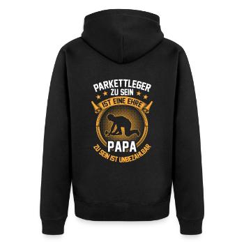 Parkettleger sein ist eine Ehre Fliesenleger - Unisex Premium Bio Zip Hoodie - Schwarz - Hinten - Nico (187cm)