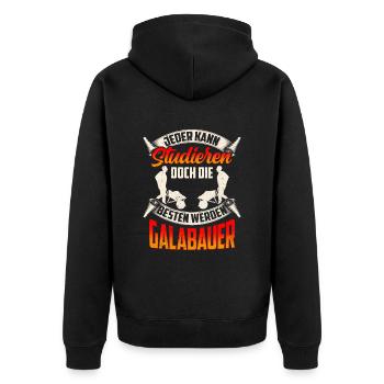 Besten werden Galabauer Gärtner Landschaftsbauer - Unisex Premium Bio Zip Hoodie - Schwarz - Hinten - Nico (187cm)