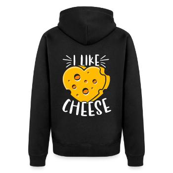 I Like Cheese Eater Cheesy Food Lover Foodie - Unisex Premium Organic Zip Hoodie - black - Back - Nico (187cm)