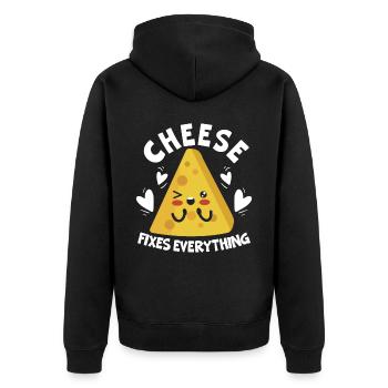 Cheese Fixes Everything Cheesy Food Lover Foodie - Unisex Premium Organic Zip Hoodie - black - Back - Nico (187cm)