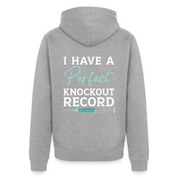 Ich habe einen perfekten Knockout-Rekord Anästhesi - Unisex Premium Bio Zip Hoodie - Grau meliert - Hinten - Nico (187cm)