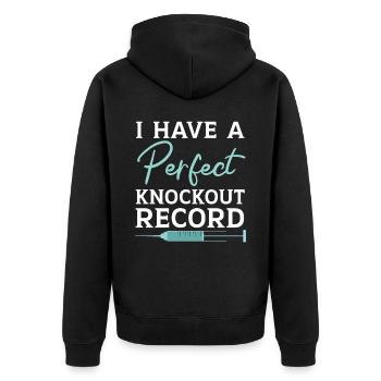 Ich habe einen perfekten Knockout-Rekord Anästhesi - Unisex Premium Bio Zip Hoodie - Schwarz - Hinten - Nico (187cm)