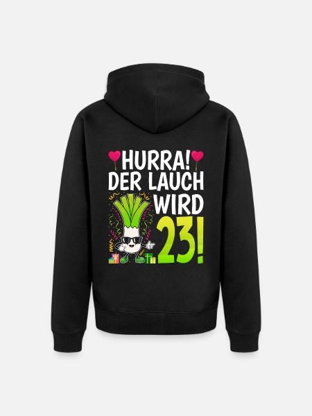 Hurra der Lauch wird 23 - Unisex Premium Bio Zip Hoodie - Schwarz