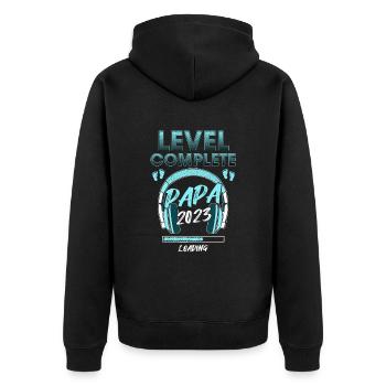 Level Complete PAPA 2023 Loading Expectant Dad - Unisex Premium Organic Zip Hoodie - black - Back - Nico (187cm)