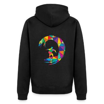 Low Poly Surfer Polygon Surf - Veste à capuche bio Premium Unisexe - noir - Dos - Nico (187cm)