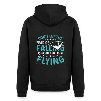 Pole Vault Don't Let The Fear Of Falling Athletics - Unisex Premium Organic Zip Hoodie - black - Back - Nico (187cm)