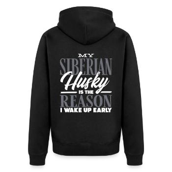 Sibirischer Husky - Unisex Premium Bio Zip Hoodie - Schwarz - Hinten - Nico (187cm)