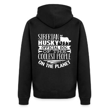 Sibirischer Husky - Unisex Premium Bio Zip Hoodie - Schwarz - Hinten - Nico (187cm)