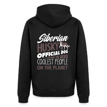 Sibirischer Husky - Unisex Premium Bio Zip Hoodie - Schwarz - Hinten - Nico (187cm)