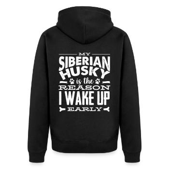 Sibirischer Husky - Unisex Premium Bio Zip Hoodie - Schwarz - Hinten - Nico (187cm)
