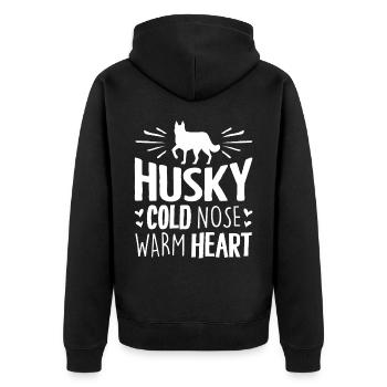Sibirischer Husky - Unisex Premium Bio Zip Hoodie - Schwarz - Hinten - Nico (187cm)