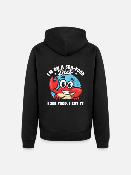 Ik ben op een sea food dieet Grappige vader grappen Cruise - Uniseks Premium bio ziphoodie - zwart