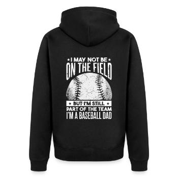 Teil des Teams Baseball Dad - Unisex Premium Bio Zip Hoodie - Schwarz - Hinten - Nico (187cm)