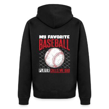 Mon joueur de baseball préféré m’appelle papa - Veste à capuche bio Premium Unisexe - noir - Dos - Nico (187cm)