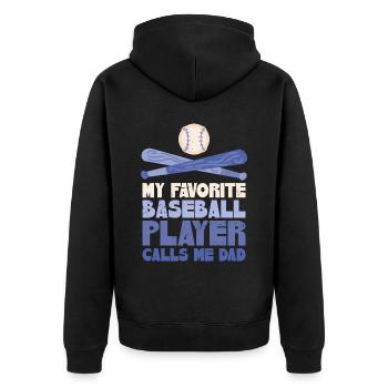 Mon joueur de baseball préféré m’appelle papa - Veste à capuche bio Premium Unisexe - noir - Dos - Nico (187cm)