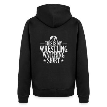 This is my Wrestling Watching Design Show Fight - Unisex Premium Organic Zip Hoodie - black - Back - Nico (187cm)